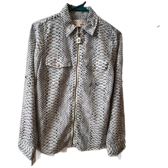 Michael Kors Lightweight Zip Up Snake Print Jacket S - Picture 1 of 8